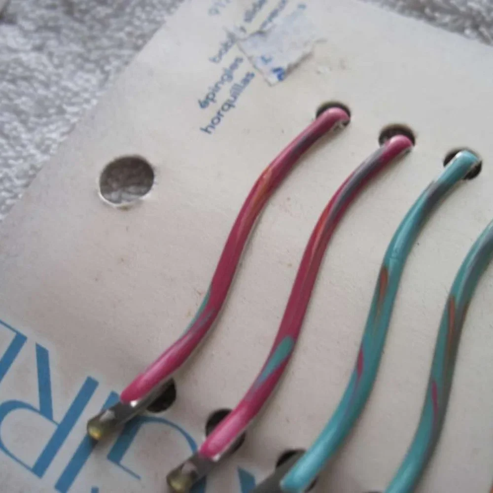 Goody Covergirl Epoxy Metal Wavy Bobby Slide Hair Pins Bobbies Pink Yellow Blue